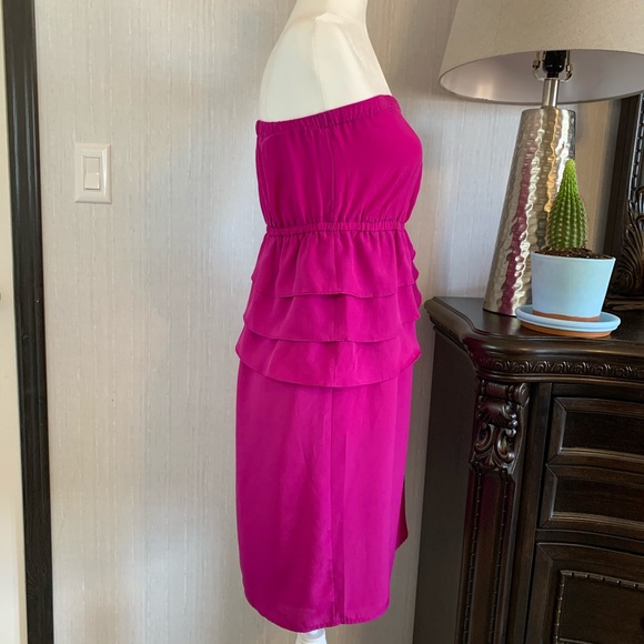 AVON MARK strapless ruffle purple magenta dress - Picture 9 of 11